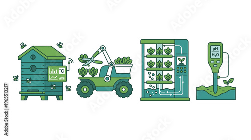 Smart Agriculture Technology Illustrations Set