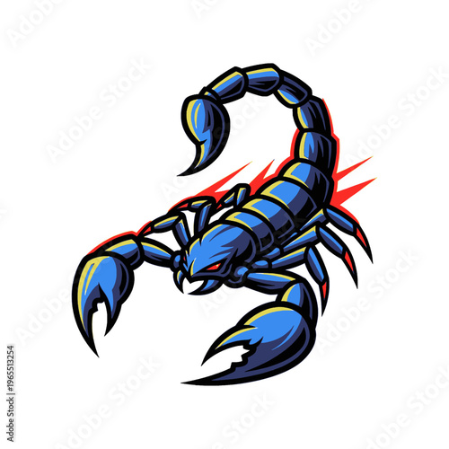 Scorpion Cartoon Blue Stylized Illustration.