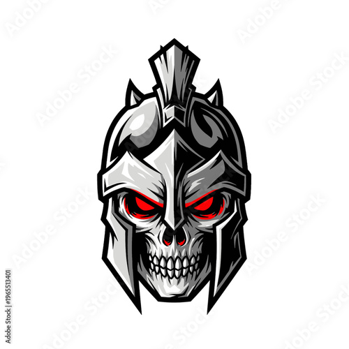 Spartan Skull Helmet Illustration.
