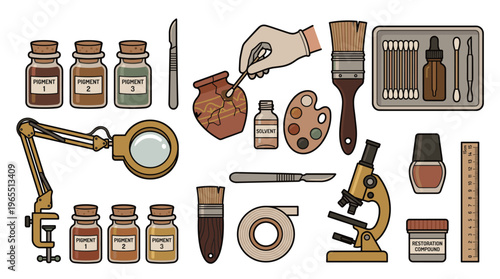 Art and Archaeology Restoration Tools and Materials Collection