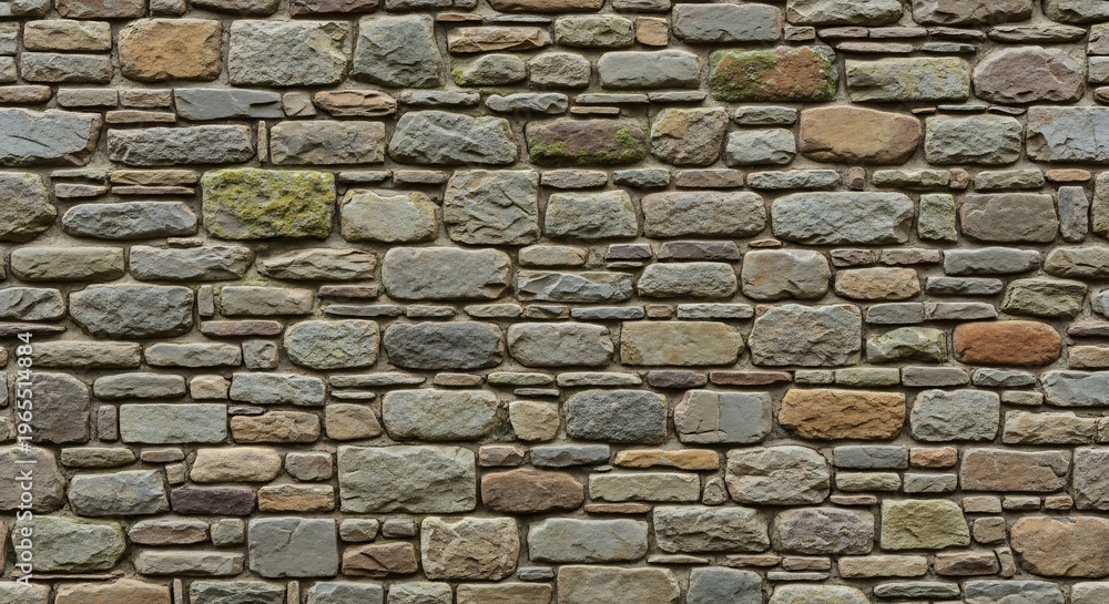 Fototapeta premium Textured Natural Stone Wall Background with Varied Rock Sizes.