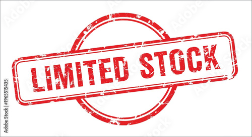 Red rubber stamp with the text limited stock inside a circular frame