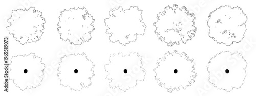 Konstfotografi Set of trees in plan view for use in architectural drawings - isolated on transp