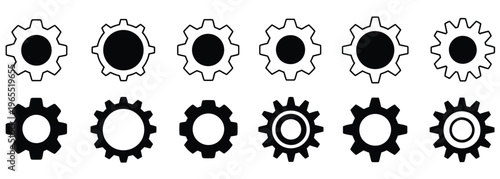 Gear, setting icon set featuring cog wheel symbols, configuration and system control concept, modern flat vector illustration collection for apps, websites, and digital interface design