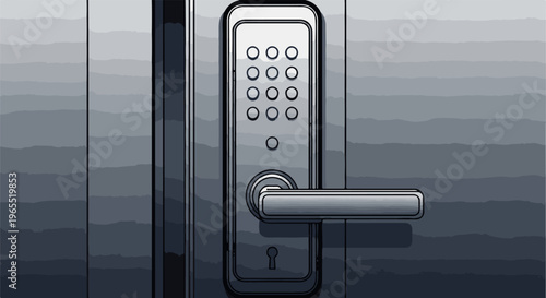 Modern digital keypad door lock with sleek handle and keyhole