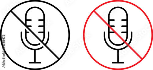Prohibition symbols for microphone usage in different contexts