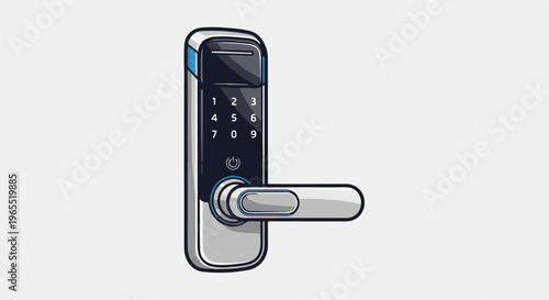 Modern digital lock with numerical keypad and lever handle