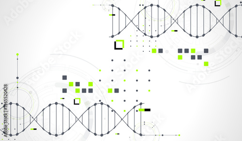 Abstraction on a scientific medical theme. Creative image of a DNA molecule with art elements.