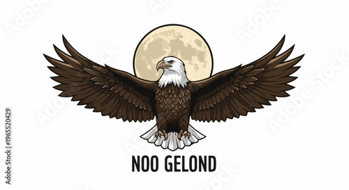 Majestic eagle with spread wings against a full moon