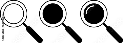 Three magnifying glasses with varying levels of zoom focus