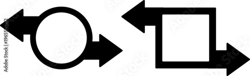 Minimalist Geometric Circle and Square Icons with Opposite Directional Arrows