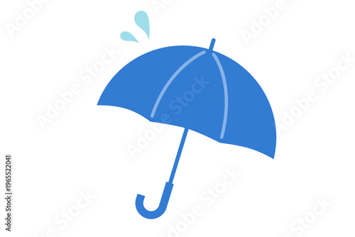 水しぶきのあるシンプルでかわいい青色の傘のベクターイラスト 