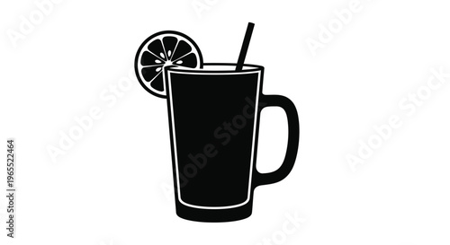 A refreshing drink with a citrus garnish depicted as a silhouette