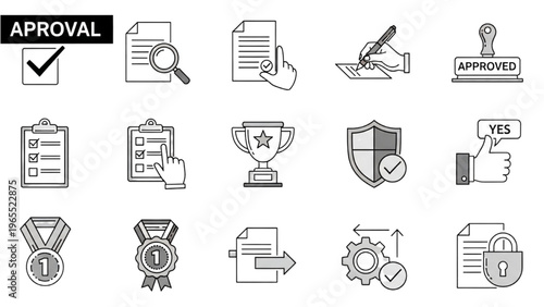 Vector Icon Sheet of Various Approval Symbols and Logos