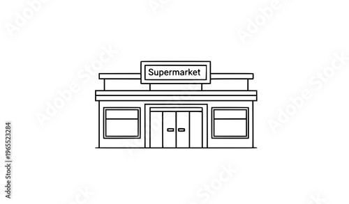 Supermarket outline icon thin line vector illustration