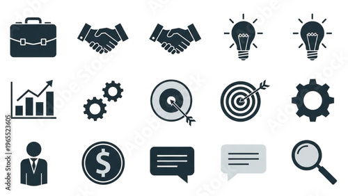 Vector Icon Sheet of Business Collaboration and Finance Symbols