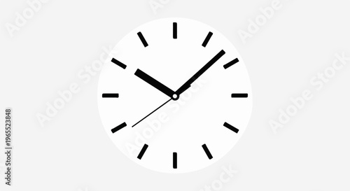 Minimalist analog clock face with black hands indicating ten minutes past ten