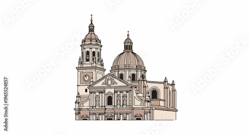 Ornate dome and bell tower adorn grand religious building