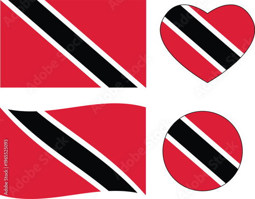 Trinidad flag icon. Waving flag of Trinidad. Heart Trinidad flag. Round Trinidad flag. flat style. Free Download Trinidad flag icon. Waving flag of Trinidad. Heart Trinidad flag. Round Trinidad flag. flat style. - GFXLoad