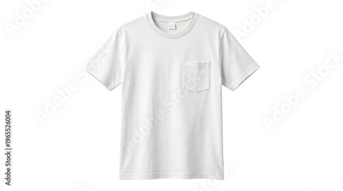 Schilderij op canvas Simple white t-shirt with a pocket on the chest, short sleeves, and a crew neck,