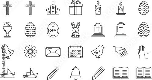 Easter Icons Line Style