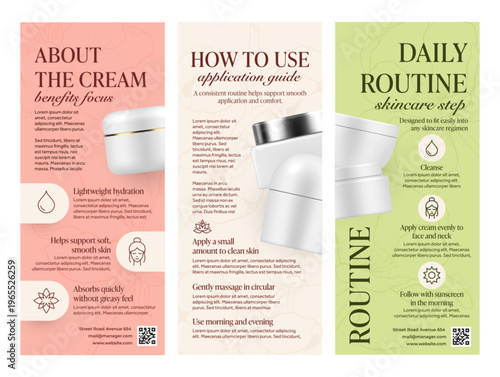Leaflets on the benefits and uses of face cream in daily skin care and maintaining its hydration