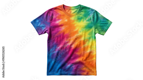 Tableau sur toile Vibrant and colorful spiral tie-dye t-shirt showcasing a kaleidoscope of rainbow