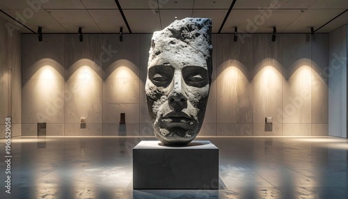 Modern stone sculpture head