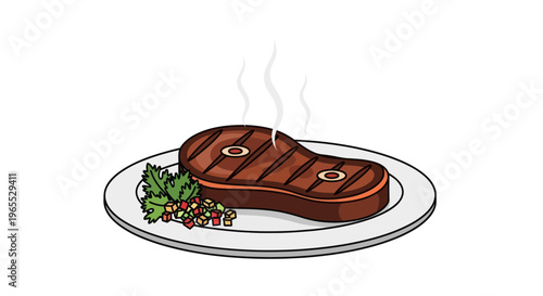Grilled Steak on a Plate Served.