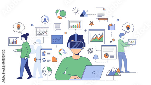 Man Wearing Virtual Reality Headset.