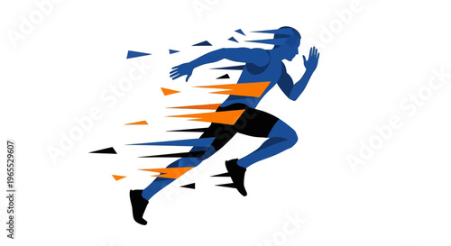 Man Running in Motion Blur Fast.