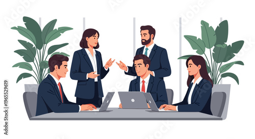 Business people in a meeting discussion.