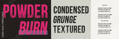 Canvastavla Condensed Grunge Textured Font Alphabet Bold Distressed Typography Vector Set