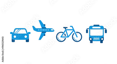Transportation icons on white background.