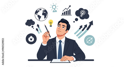 Businessman with Idea and Planning Concept.