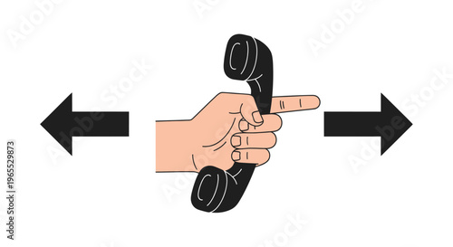 Hand holding old black telephone receiver.