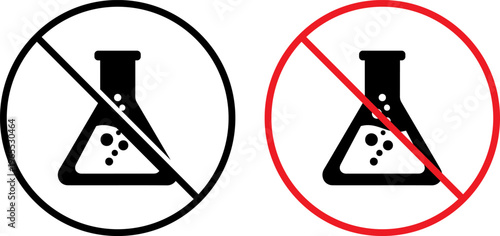 Prohibition symbols for laboratory glassware usage and disposal