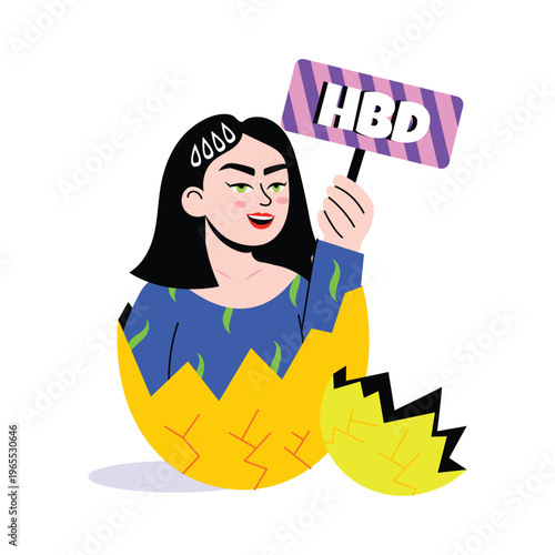 Yolo Birthday Flat vector Character illustration