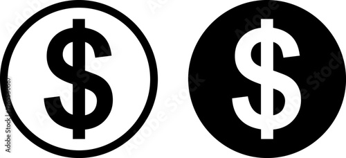 Contrast of dollar sign symbols in circle designs with different backgrounds