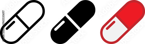 Three distinct pill designs symbolizing different medication types and appearances