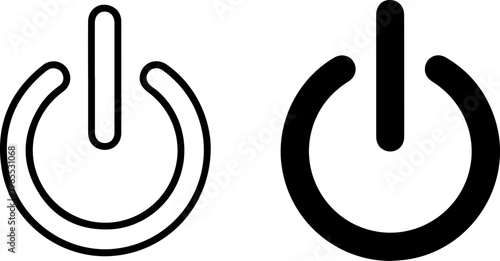 Power button icons displaying on and off states in minimalist design