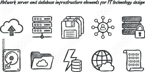 Network server and database infrastructure elements for IT technology design