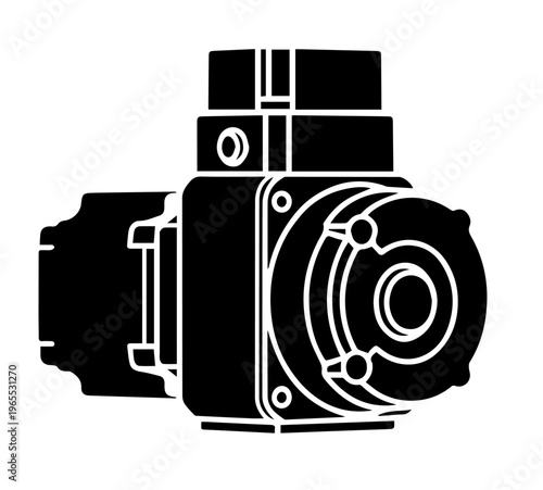 Heavy Duty Industrial Pump Motor Vector Illustration Silhouette for Hydraulic Engineering and Fluid Management System Professional Equipment Logo Design