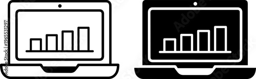Comparison of bar charts displayed on different laptop screens with contrasting backgrounds