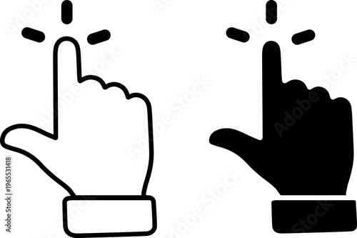 Two hand gestures displayed with index finger raised and thumb extended in different styles