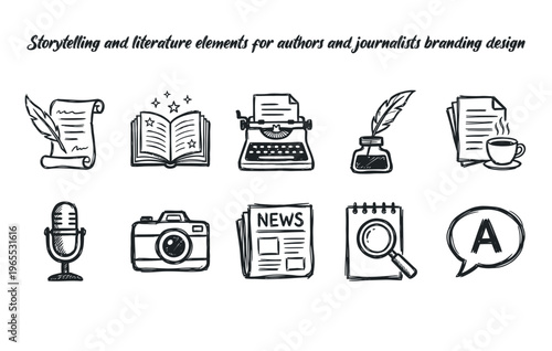 Storytelling and literature elements for authors and journalists branding design