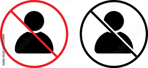 Prohibited and restricted access symbols for individuals in circular icons