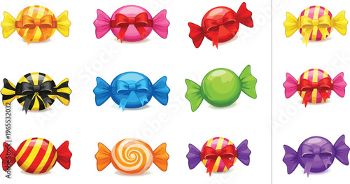 Candy Vector Illustration Showing Wrapped Colorful Sweet Confection