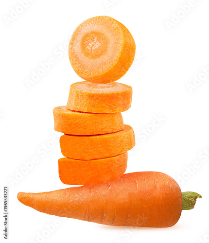 Fresh clean carrots and, ring slice
