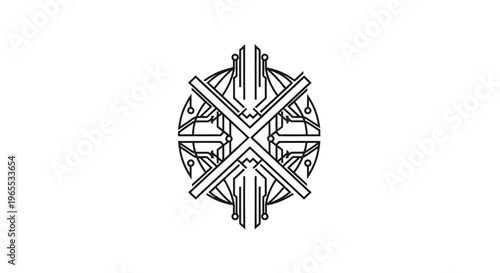 Abstract Futuristic Network Grid with Digital Geometric Connections